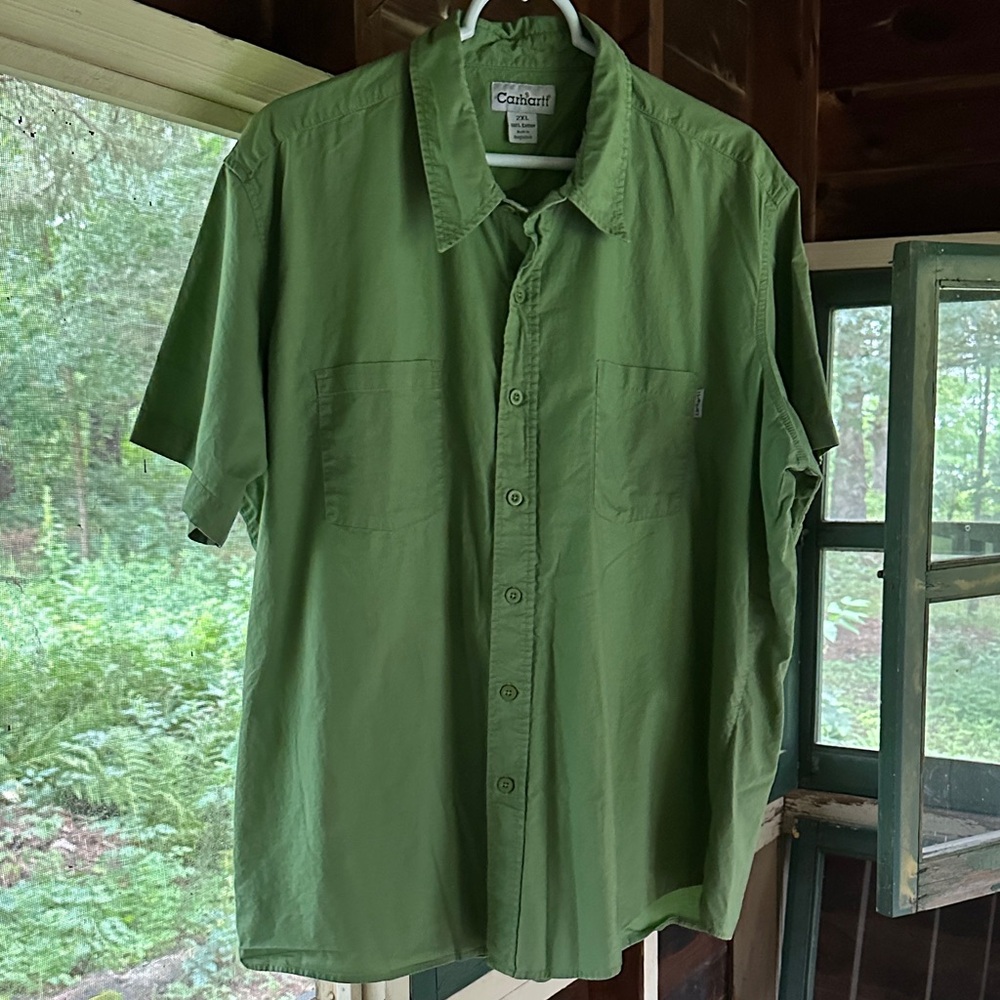 Carhartt Workwear Button Down Green Short Sleeved Shirt 2XL
